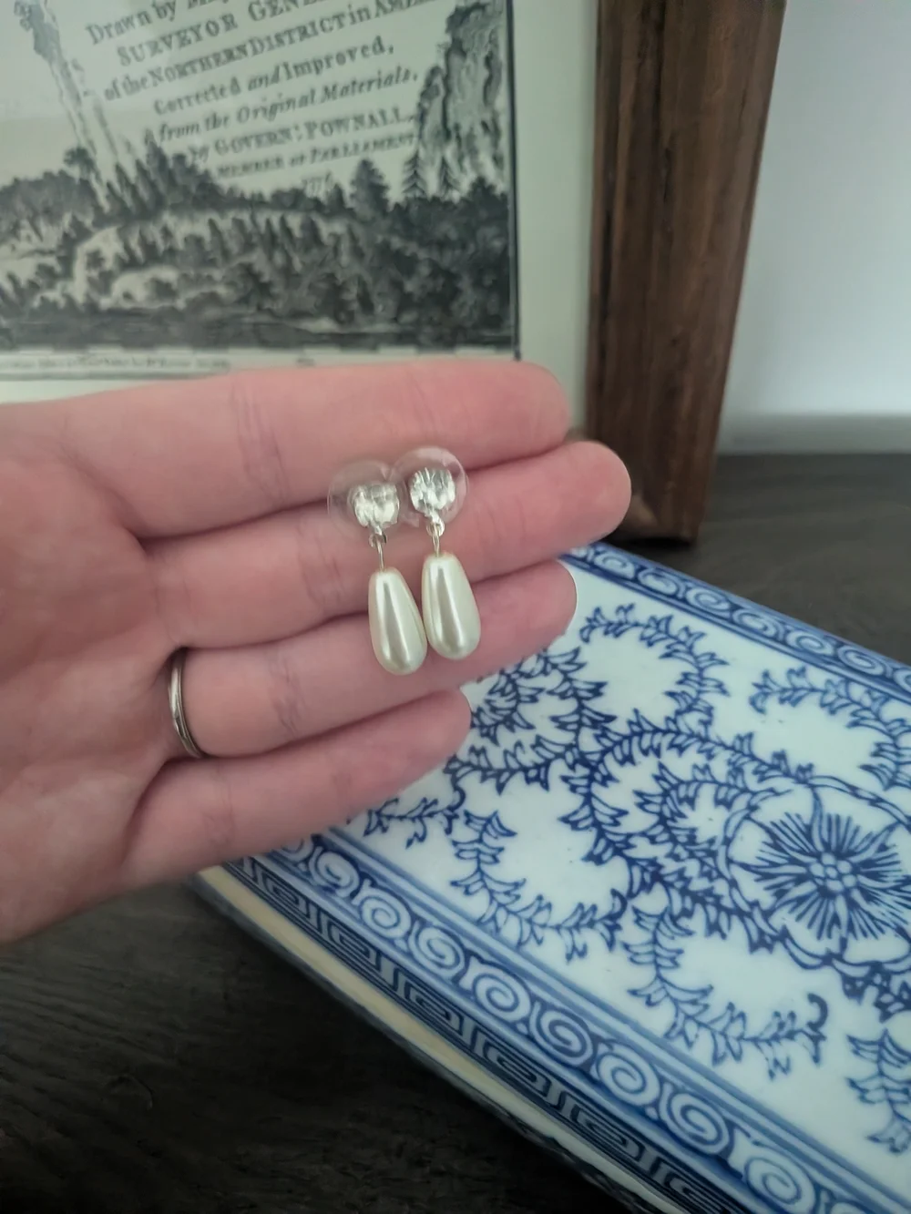 Classic Pearl Drop Crystal Stud Earrings - White